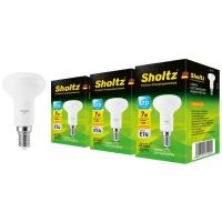 Комплект из 3 светодиодных энергосберегающих ламп Sholtz рефлектор R50 7Вт Е14 2700K 220B пластик (Шольц) LER3144T