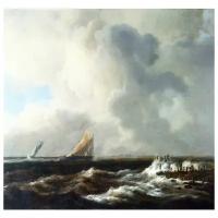 Репродукция на холсте Суда при свежем ветре (Vessels in a Fresh Breeze) Рёйсдал Якоб ван 31см. x 30см