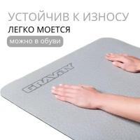 Коврик для йоги и фитнеса Gravity TPE, 6 мм, серый, с эластичным шнуром, 183 x 61 см