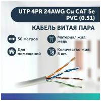 Кабель витая пара UTP 4PR 24AWG Cu CAT 5e, PVC (0.51)