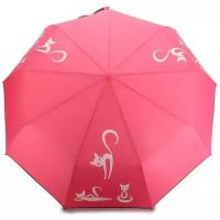 Зонт Dolphin, автомат, 3 сложения, купол 98 см., 9 спиц, проявляющийся рисунок, чехол в комплекте, для женщин, розовый