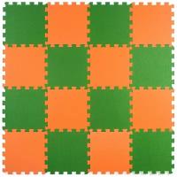 Коврик-пазл Оранжево/зеленый Eco Cover мягкий детский пол, теплый для детей, коврики для детей