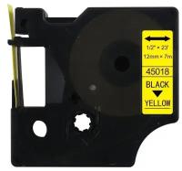 Картридж с лентой BYZ 45018, S0720580, для принтера Dymo D1, черный шрифт на желтом фоне, ширина 12мм, длина 7 метра