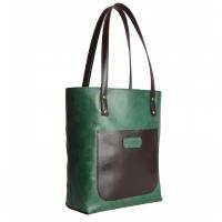 Женская кожаная сумка. Шопер VERONA из натуральной кожи. Вместительная сумка на плечо. Зеленая
