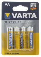 Батарейка солевая Varta SuperLife, AA, R6-4BL, 1.5В, блистер, 4 шт