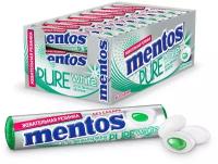 Жевательная резинка MENTOS Pure White Нежная Мята 15,5 г, 24 шт. в уп