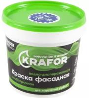 Краска водно-дисперсионная фасадная особопрочная Krafor, 1,5 кг, белая