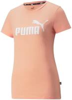 Футболка, PUMA ESS Logo Heather Tee, Женская, размер M; Peach Pink Heather