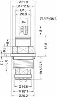 Кран-букса для смесителя, М18х1, шток квадрат 7х8мм, резина