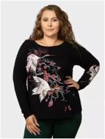 Лонгслив женский MF с принтом PLUS Size Журавли и сакура 8XL