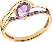 Кольцо Diamant online, золото, 585 проба, александрит, фианит, размер 17