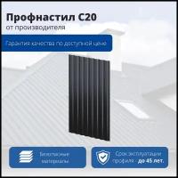 Профнастил С20 1150/1100x0,45 мм, 9005 черный янтарь матовый, м2