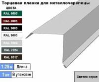 Торцевая планка для металлочерепицы 1.25м (1шт) Ral 7004 ( Светло серая )