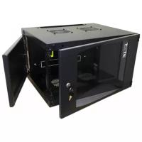 Шкаф настенный LANMASTER Next, 15U 550x600, стеклянная дверь, черный (TWT-CBWNG-15U-6x6-BK)