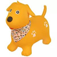 Прыгун Желтая собака Гаф, детская надувная развивающая игрушка-тренажер (в комплекте с насосом и платком-банданой)