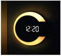 Часы настенные цифровые светодиодные, будильник с полым зеркалом, столовые часы, ночник, цифровая сигнализация, украшение