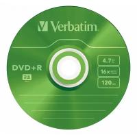 Диск DVD+R Verbatim 4.7Gb 16x Slim case (5 штук), Color (43556)