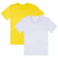 Комплект футболок 2 шт, КФ-1618-2, Утенок, рост 122-128 см, цвет желтый_белый