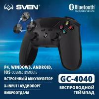 Беспроводной геймпад SVEN GC-4040, 11 кнопок и 2 стика, D-pad, поддержка PS4/PC, Touchpad, 3.5mm jack