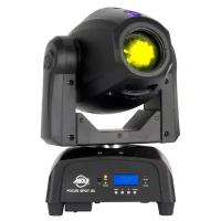 American DJ Focus Spot 2X прожектор полного движения, светодиод 1 x 100W Cold White LED (7600˚K, 50,000 hr.), 1 x 3W UV LED, 16 ~ 19 градусов, 6 гобо, 8 цветов, линейная и круговая призмы Размер 237 x 231 x 385, вес 6,5кг