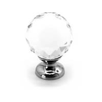 Ручка-кнопка Crystal стекло (гранка), хром, D30