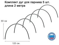 Дуги для парника, пластик, 5шт, длина 2 метра, диаметр 2 см