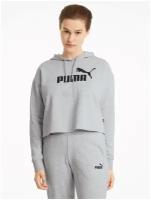 Толстовка, PUMA ESS Cropped Logo Hoodie TR, Женская, размер XL; Light Gray Heather