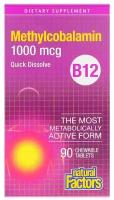 Таблетки Natural Factors Methylcobalamin B12, 1000 мкг, 90 шт