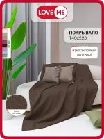 Покрывало на кровать и диван LOVEME Рогожка, 140х220 см, цвет коричневый (шоколад)