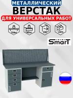 Стол производственный, верстак SMART 1760.4. S2.1-1. d универсальный в гараж, в мастерскую,1364х1766х605