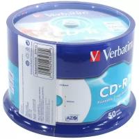 Диск CD-R Verbatim 700 Mb, 52x, Cake Box (50), DL+, Full Ink Printable (50/200) {43438}