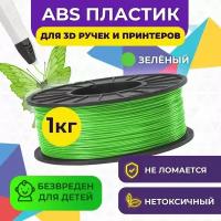 Пластик для 3D печати в катушке Funtastique (ABS,1.75 мм,1 кг) (зелёный), пластик для 3д принтера, картридж, леска, для творчества