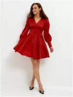 Платье DORIZORI, атлас, трапециевидный силуэт, до колена, размер S, красный