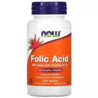 Таблетки NOW Folic Acid with Vitamin B-12, 250 шт