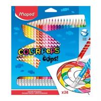 Карандаши цветные Maped COLOR`PEPS OOPS 832824 трехгранный пластик 24 цвета коробка/европодвес