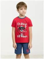 Пижама: футболка и шорты Pelican NFATH3271U для мальчиков, цвет красный, размер 5