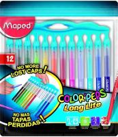 Фломастеры MAPED COLORPEP'S LONG LIFE С нетеряющимися колпачками 12ШТ