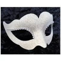 Блестящая венецианская маска (белая) (8785)