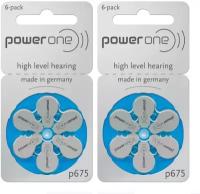 Батарейки для слуховых аппаратов Power One тип 675 2 блистера= 12 батареек