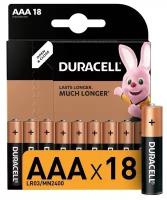 Батарейка алкалиновая Duracell Basic, AAA, LR03-18BL, 1.5В, блистер, 18 шт