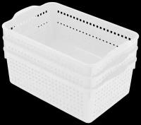 Корзина для хранения Лофт 3,8л 3 шт / контейнер / хозяйственная коробка, цвет белый
