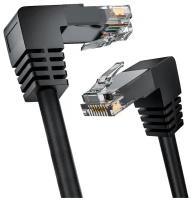 GCR Патч-корд 15.0m UTP кат.6, черный, верхний/нижний угол, литой, ethernet high speed, RJ45, T568B