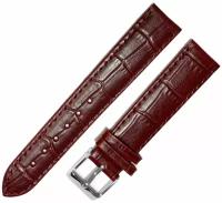 Ремешок 1805-01-6-2 П Kroko KAGAWA Бордовый коричневый кожаный ремень 18 мм для часов наручных из кожи натуральной мужской женский