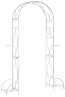 Арка садовая металлическая для растений (для сада) Ромб разборная с чашами для горшков белая, 240х170х40см