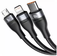 Аксессуар Baseus Flash Series USB / Type-C - MicroUSB / Lightning / Type-C 100W 1.2m Gray-Black CA2T3-G1