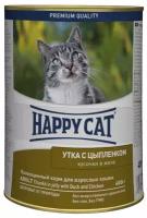 Влажный корм Happy Cat Кусочки в желе для любых кошек с уткой и цыпленком 12 шт х 400 г