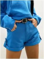 NADYA Джинсовые шорты LJHY 6101-4 с подворотом и ремнем в комплекте\Голубой (XL / Белый)