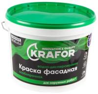 Краска водно-дисперсионная фасадная особопрочная Krafor, 14 кг, белая