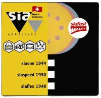 Sia Abrasives siaone 1944 Шлифовальный круг на липучке 125мм, 8 отверстий, P60, в упаковке 50шт