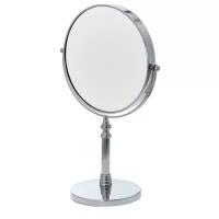 Зеркало косметическое настольное на ножке двустороннее с натуральным изображением и 10 кратным увеличением DANIELLE модель MD860 цвет серый металлик - Англия